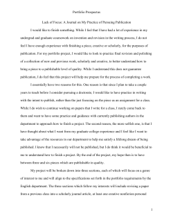 Portfolio prospectus - Marshall University