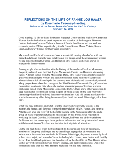 Reflections on the Life of Fannie Lou Hamer