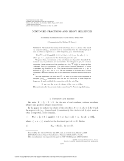 CONTINUED FRACTIONS AND HEAVY SEQUENCES 1. Notation
