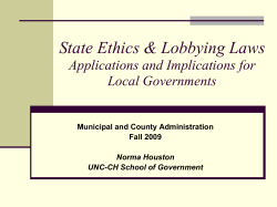 Ethics and Lobbying Reform-Update