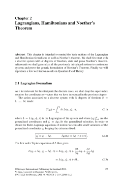 Lagrangians, Hamiltonians and Noether`s Theorem