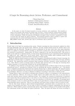 A Logic for Reasoning about Action, Preference, and Commitment