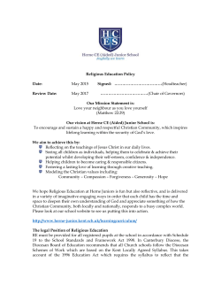 RE Policy for Church of England sponsored Academies