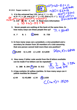 1. U is the universal has 125. Let n( )