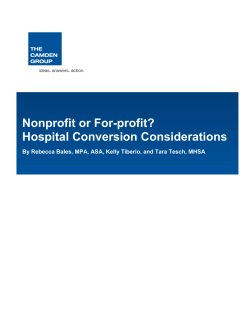 Nonprofit or For-profit - Hospital Conversion Considerations