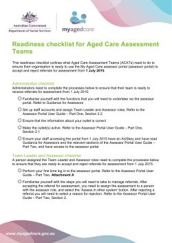 Readiness checklist for Aged Care Assessment Teams