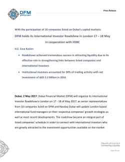 DFM holds its International Investor Roadshow in London 17 &ndash; 18