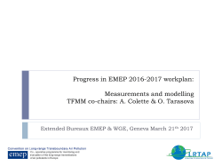 TFMM priorities within the EMEP workplan (2014-2015)