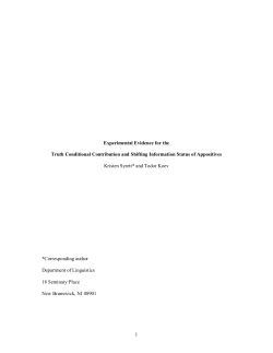 1 Experimental Evidence for the Truth Conditional Contribution and