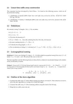 2.1 Linear time suffix array construction 2.2 Definitions 2.3
