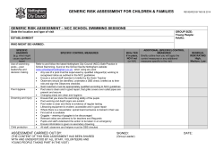 GENERIC RISK ASSESSMENT &ndash; COMPLETE FOR ALL VISITS
