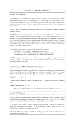 Information on Tax Identification Numbers Section I &ndash; TIN