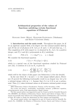 Arithmetical properties of the values of functions satisfying certain