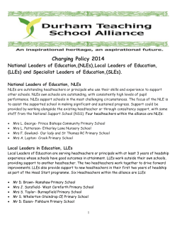 Charging Policy 2014 National Leaders of Education,(NLEs),Local