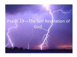Psalm 19*The Self Revelation of God.