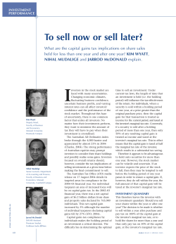 To sell now or sell later?