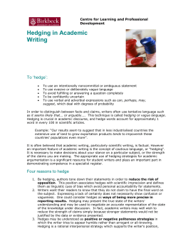 Hedging in Academic Writing - PUC-Rio