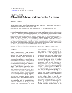 SET and MYND domain containing protein 3 in cancer