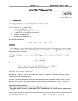 LOGIC for PRECALCULUS