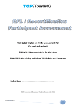 RIIWHS302D Implement Traffic Management Plan (Formerly Yellow