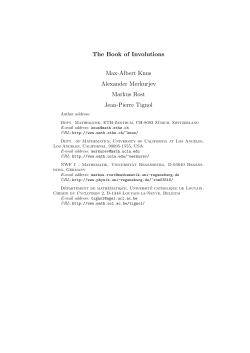 The Book of Involutions Max-Albert Knus Alexander Merkurjev