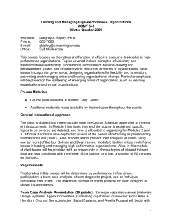 MGMT 545: Leading and Managing High