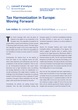Tax harmonization in Europe - Conseil d`Analyse Economique