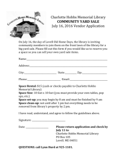 Space Rental - Charlotte Hobbs Memorial Library