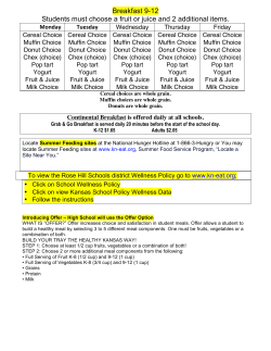 High School Lunch Menu