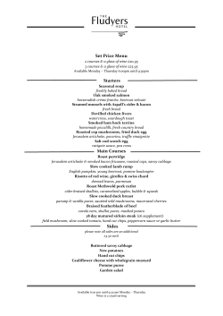 Set Price Menu Starters Main Courses Sides