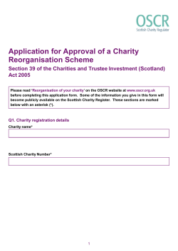 Application for Approval of a Charity Reorganisation Scheme