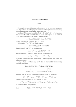 ADJOINT FUNCTORS For simplicity, we will assume all categories