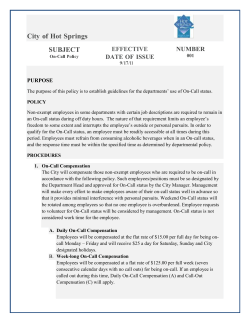 On Call Departmental Authorization Form