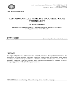 A 3D PEDAGOGICAL HERITAGE TOOL USING GAME TECHNOLOGY