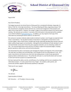 Budget and Annual Meeting 2016 - Glenwood City School District