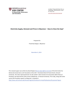 Electricity Supply, Demand and Prices in Myanmar How to Close the