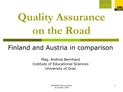 Quality Assurance on the Road