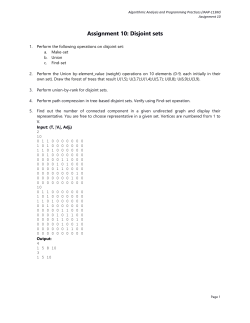 Assignment 10: Disjoint sets