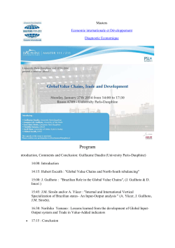 Masters Economie internationale et D&eacute;veloppement Diagnostic