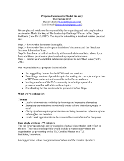 Proposed Sessions for Model the Way TLC Forum 2017 Mason Chock