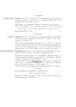 1. 26.8.2012 Lemma 1.1. Let G = A ∐ C (E &times; U) amalgamated