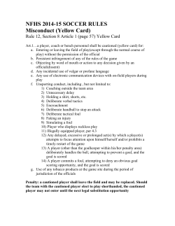 NFHS 2014-15 SOCCER RULES Misconduct (Yellow Card)