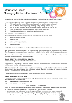 Information Sheet - Managing Risks in Curriculum Activities