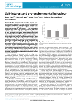 Self-interest and pro-environmental behaviour