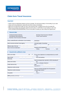 Claim form Travel Insurance