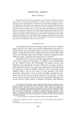 EMOTIONAL AGENCY* A common interaction of economic interest