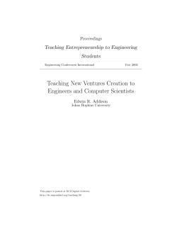 Teaching New Ventures Creation to Engineers and Computer