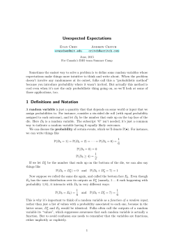 Unexpected Expectations 1 Definitions and Notation