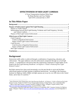 EFFECTIVENESS OF RED LIGHT CAMERAS In This White Paper