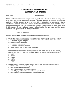 First Examination &ndash; Finance 3321 - Mark E. Moore